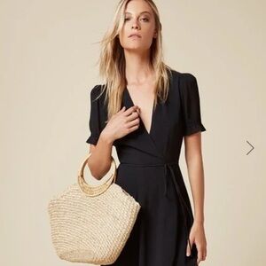 Reformation short black wrap dress